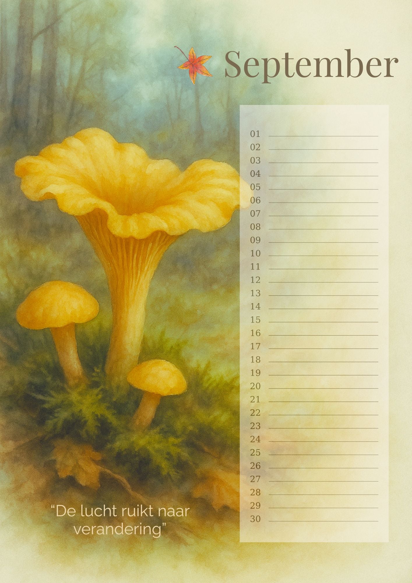 Verjaardagskalender Paddenstoelen