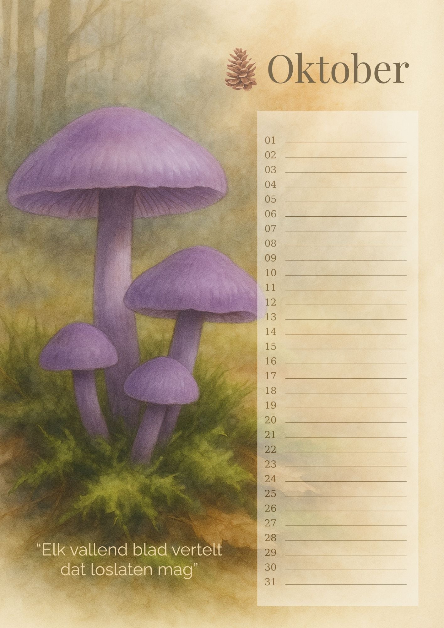 Verjaardagskalender Paddenstoelen