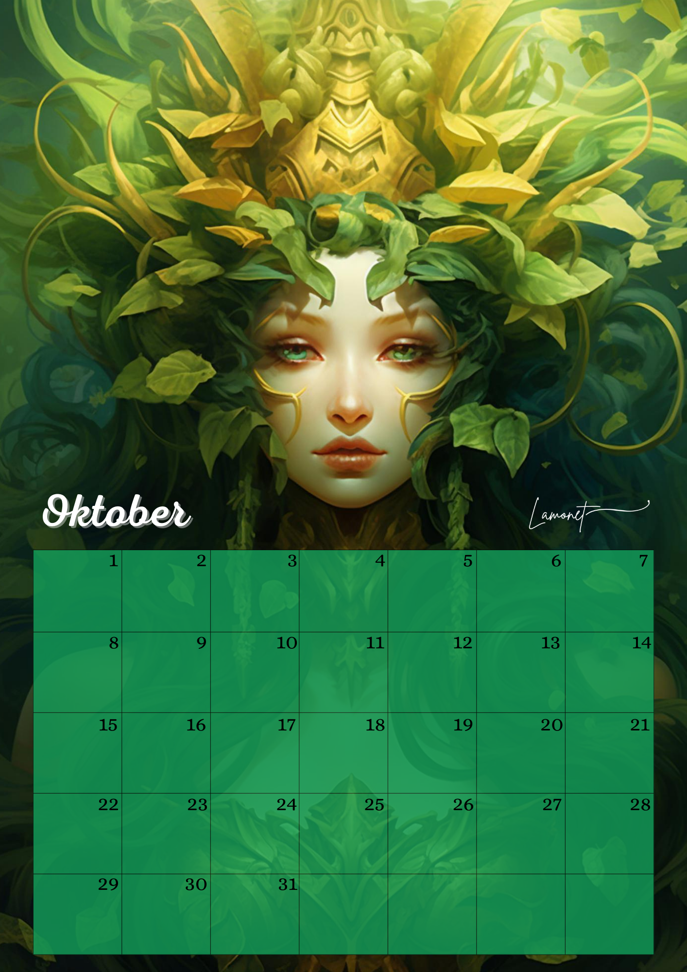 Verjaardagskalender Mythische vrouwen gezichten