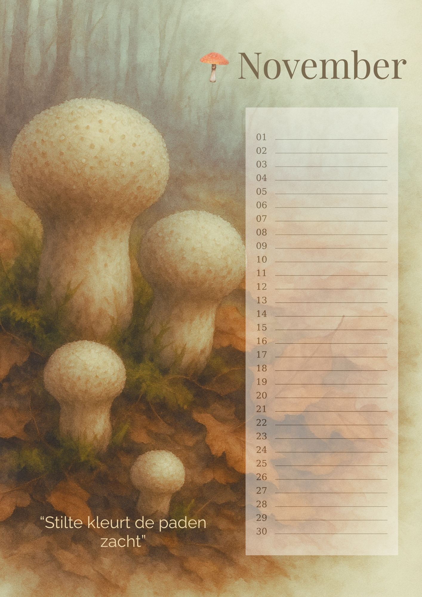 Verjaardagskalender Paddenstoelen