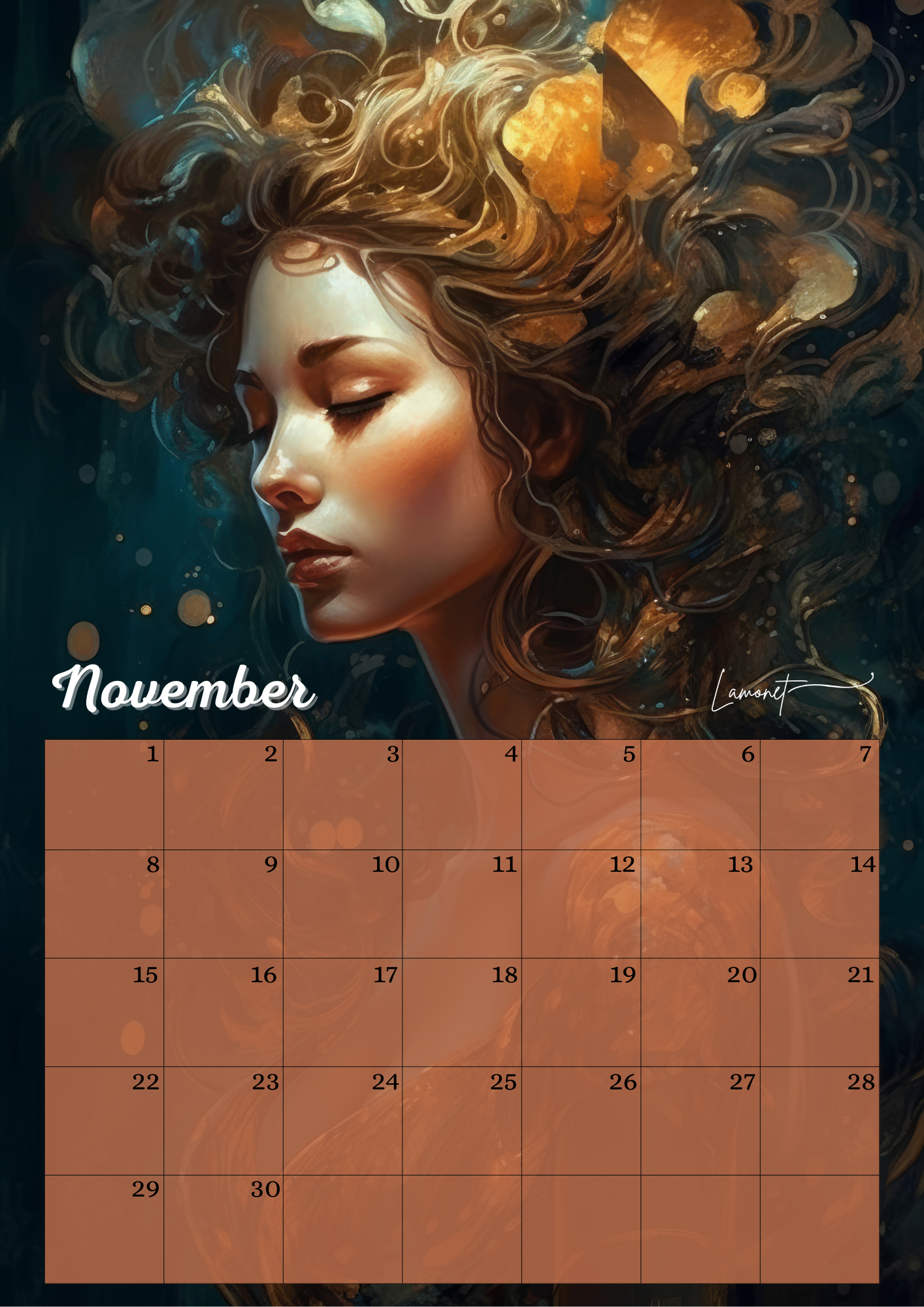 Verjaardagskalender Mythische vrouwen gezichten