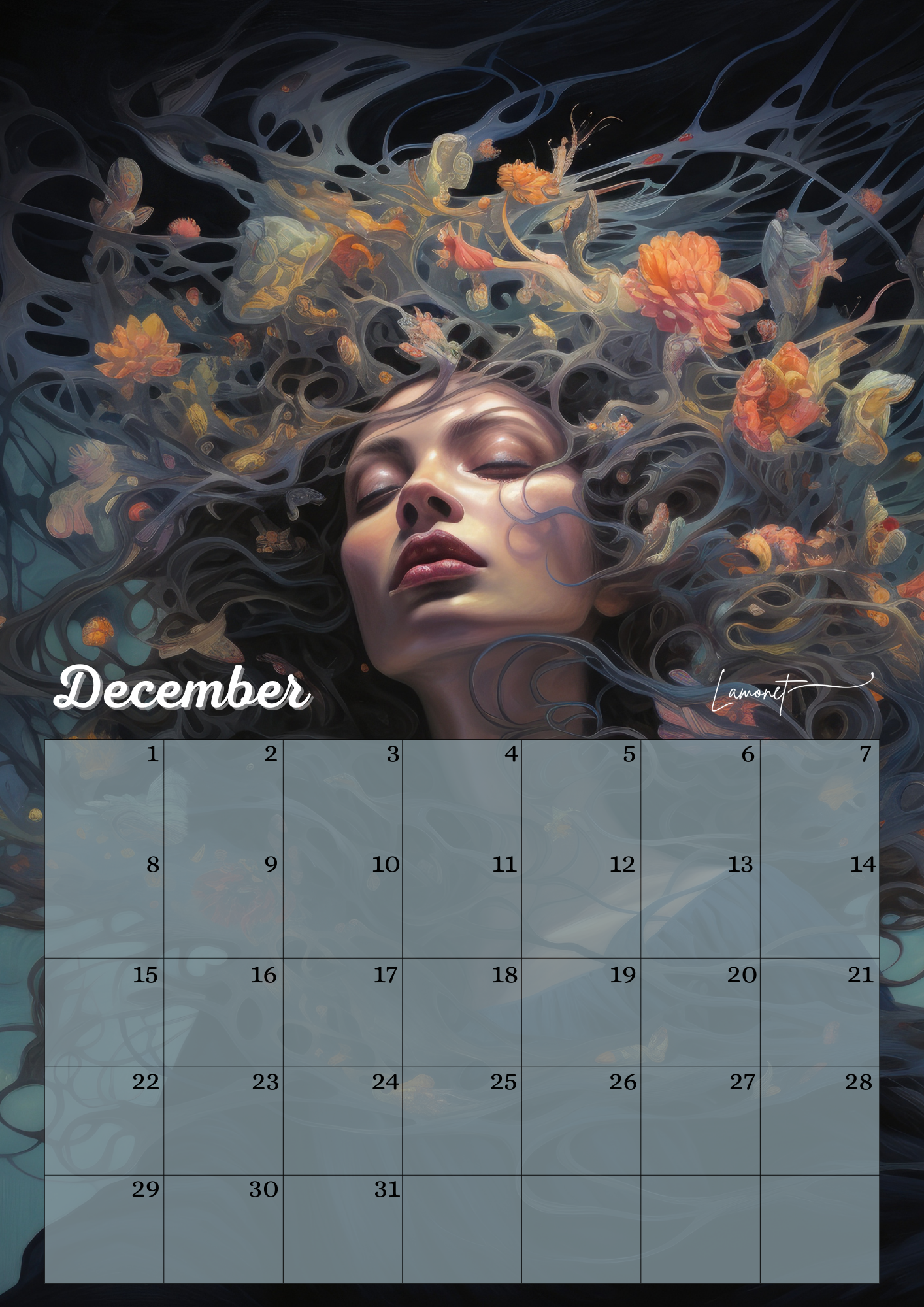 Verjaardagskalender Mythische vrouwen gezichten