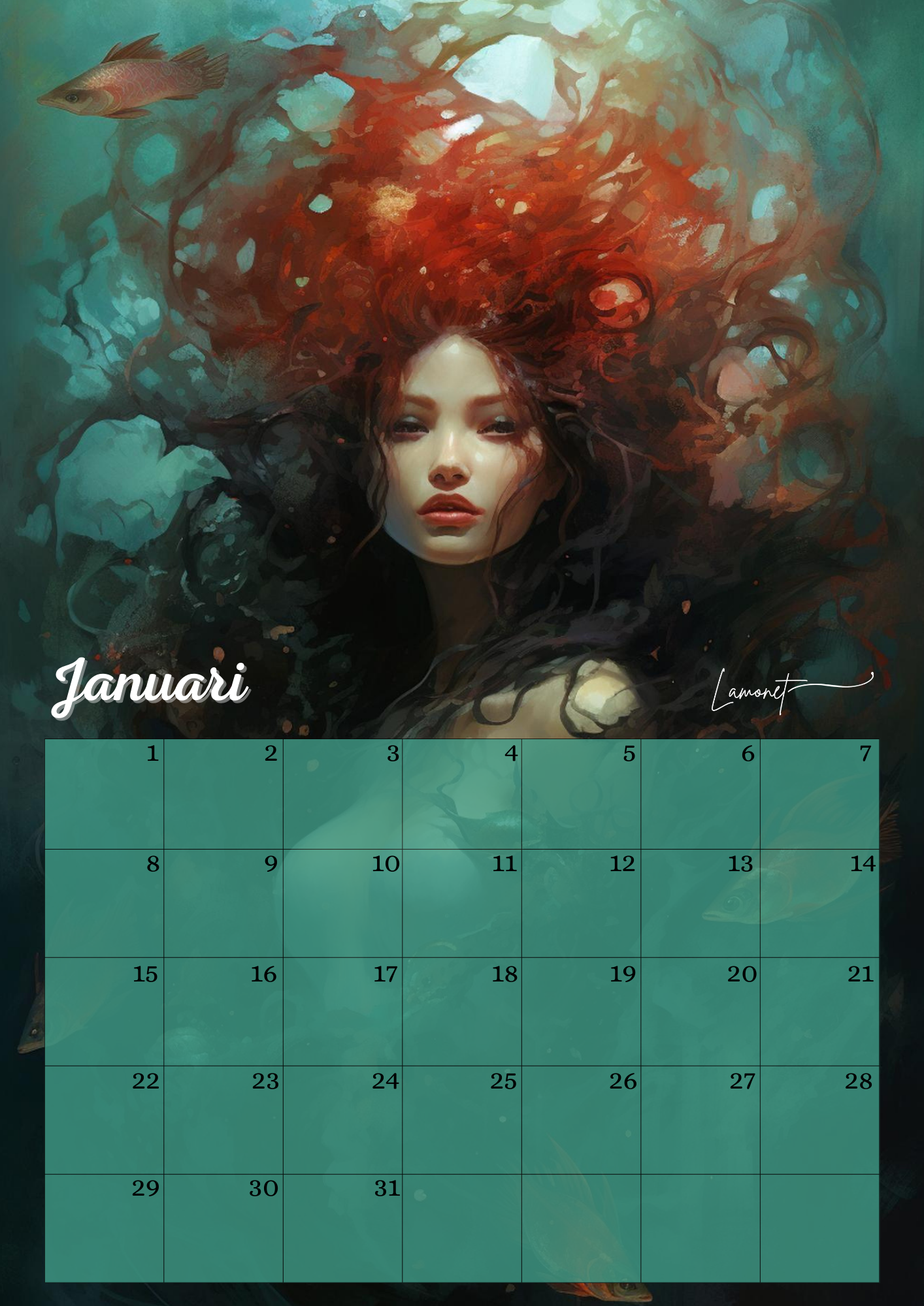 Verjaardagskalender Mythische vrouwen gezichten