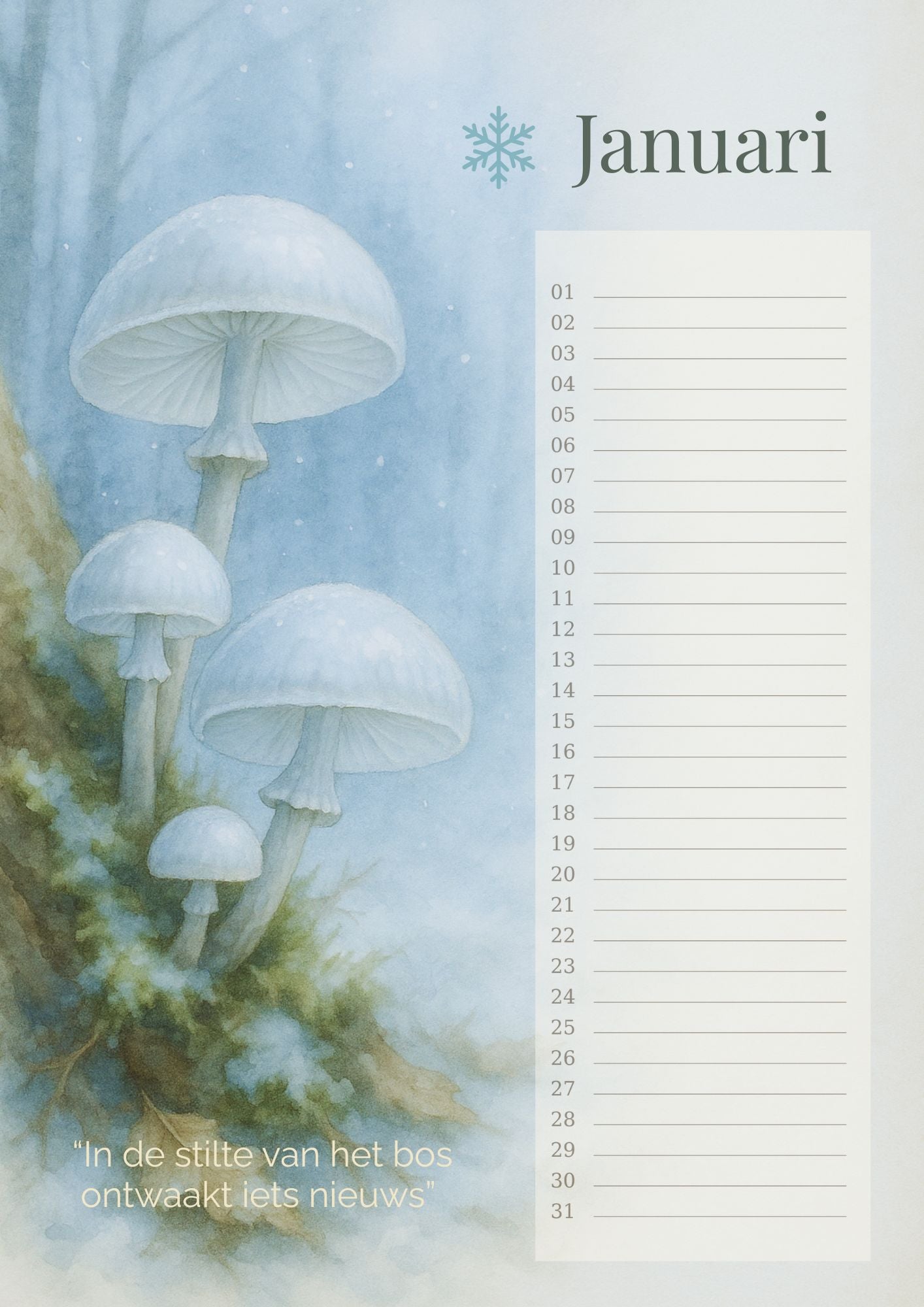 Verjaardagskalender Paddenstoelen