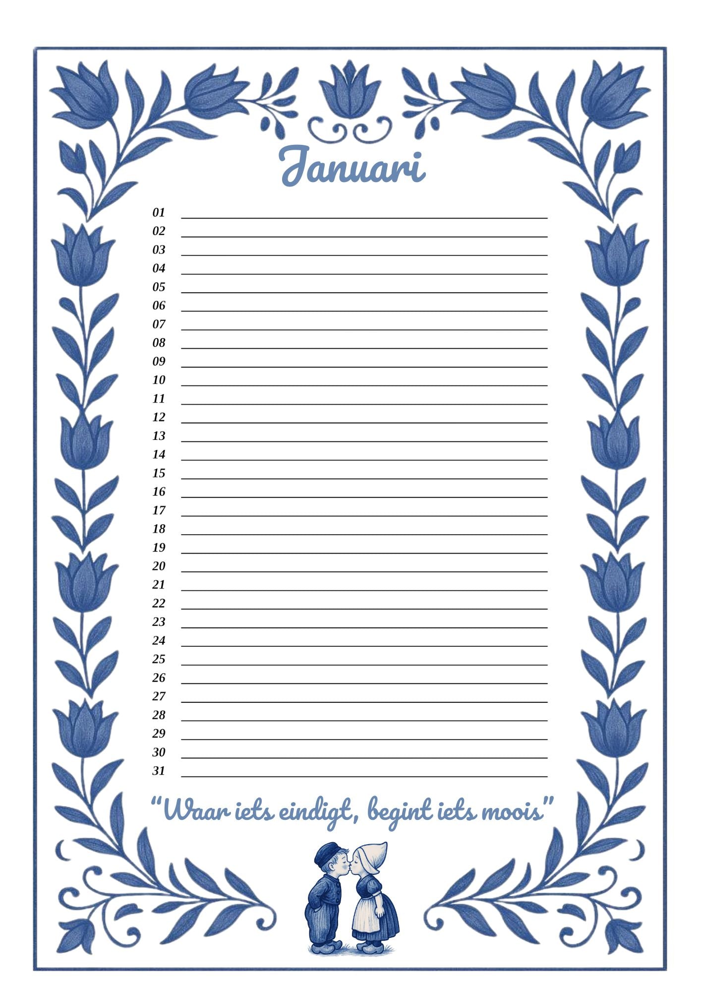 Verjaardagskalender Delfts Blauw