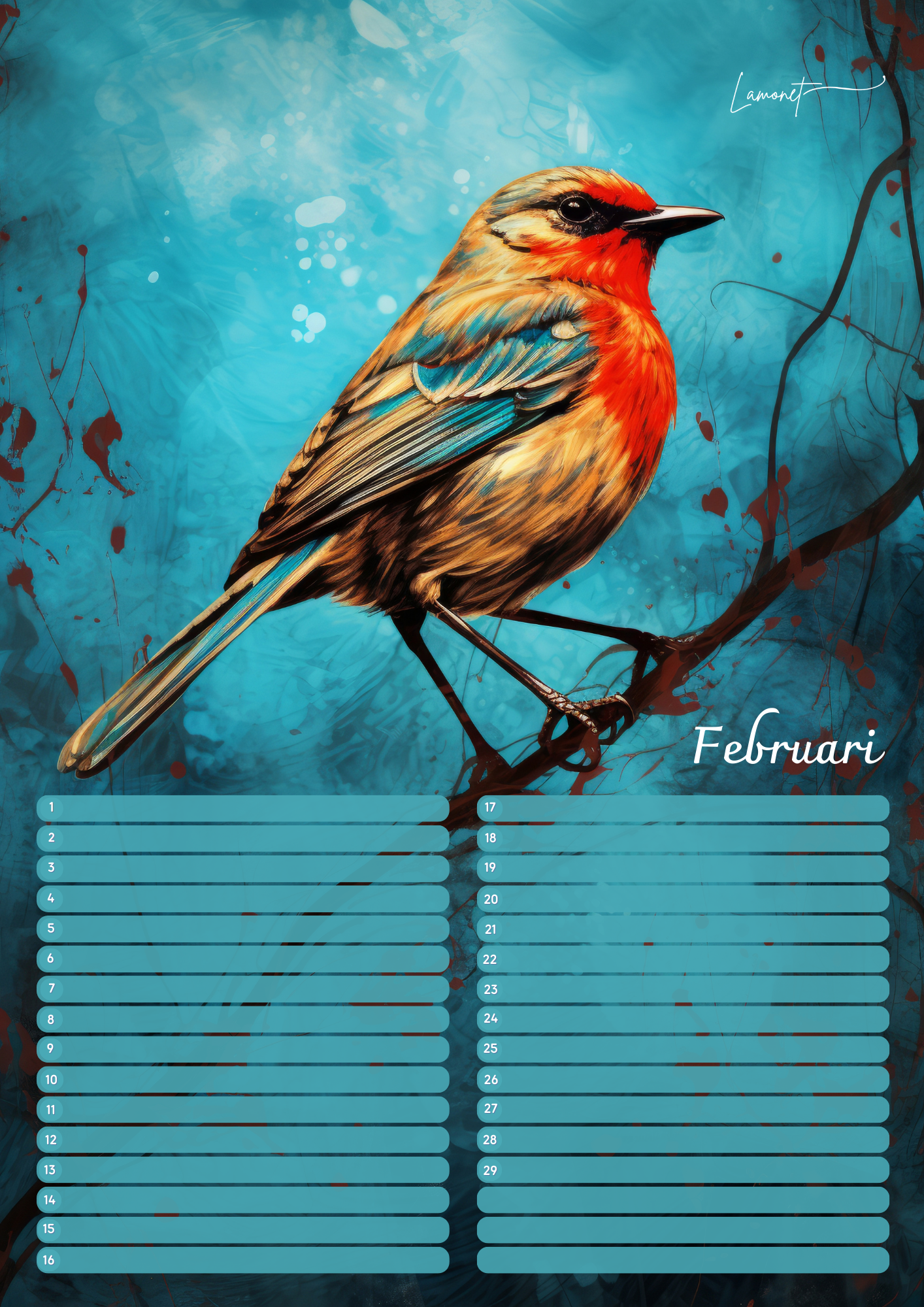 Verjaardagskalender Vogels –  Exclusieve Vogelillustraties