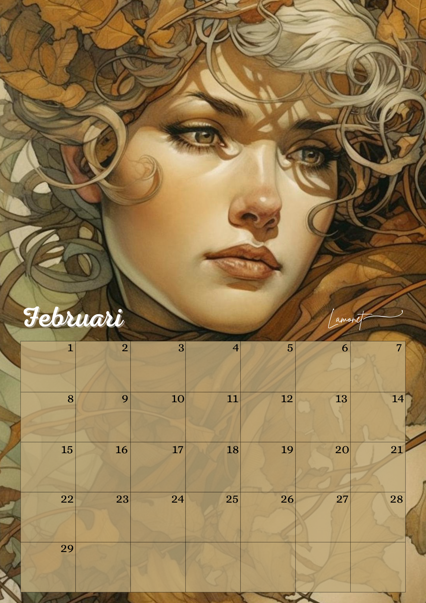 Verjaardagskalender Mythische vrouwen gezichten