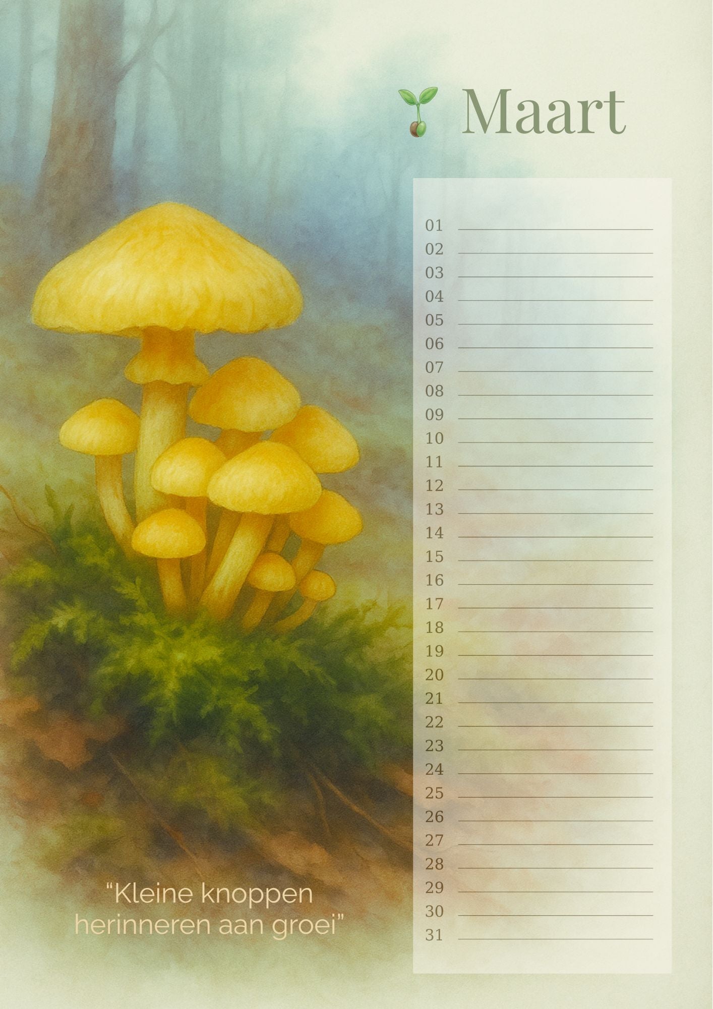 Verjaardagskalender Paddenstoelen