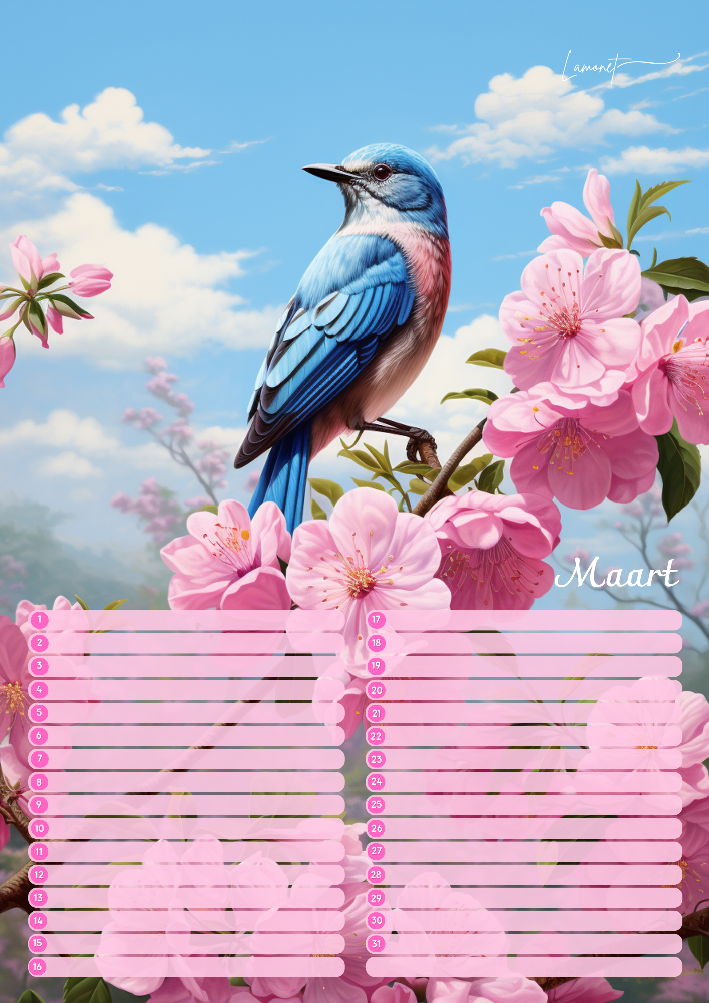 Verjaardagskalender Vogels –  Exclusieve Vogelillustraties