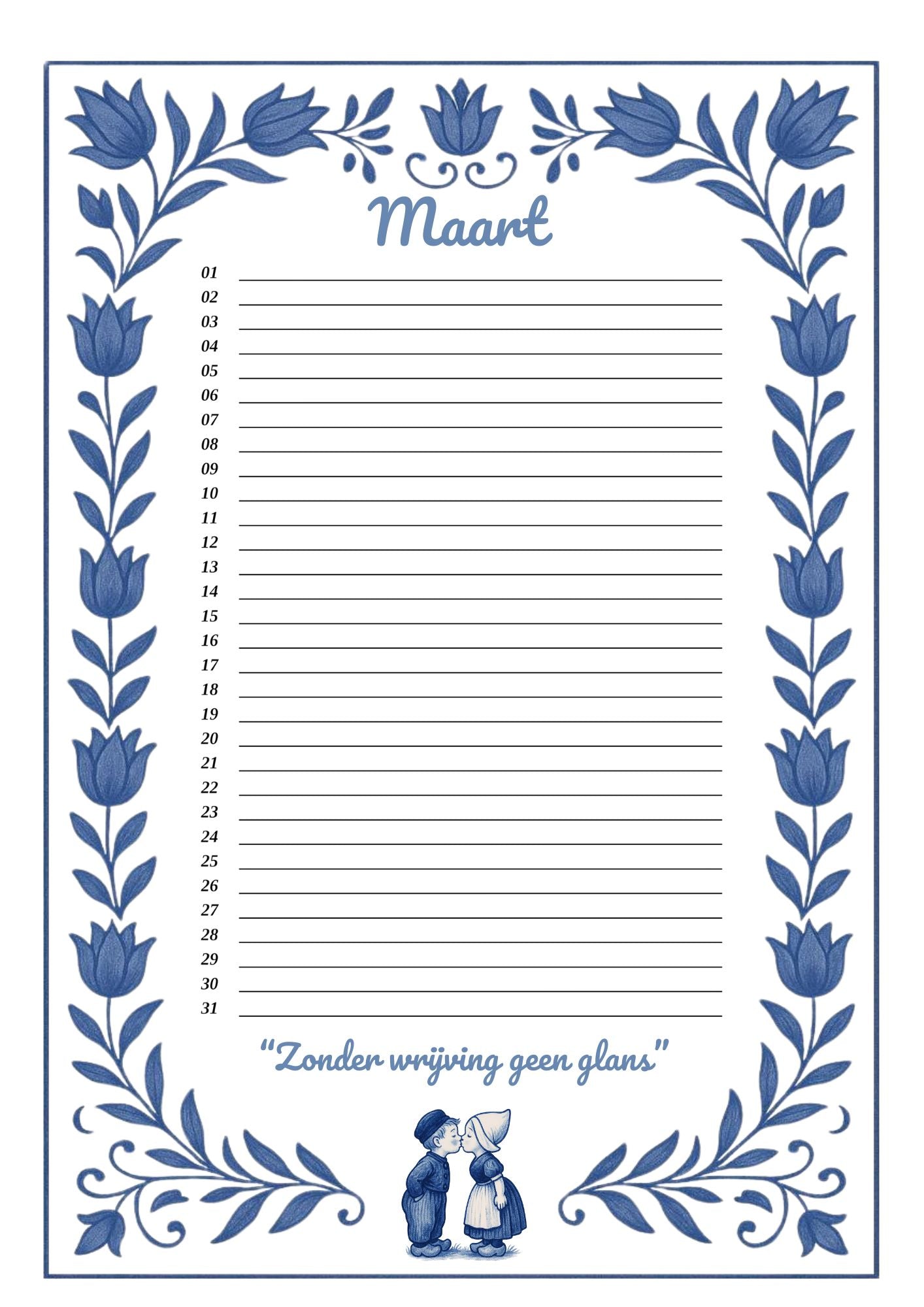 Verjaardagskalender Delfts Blauw