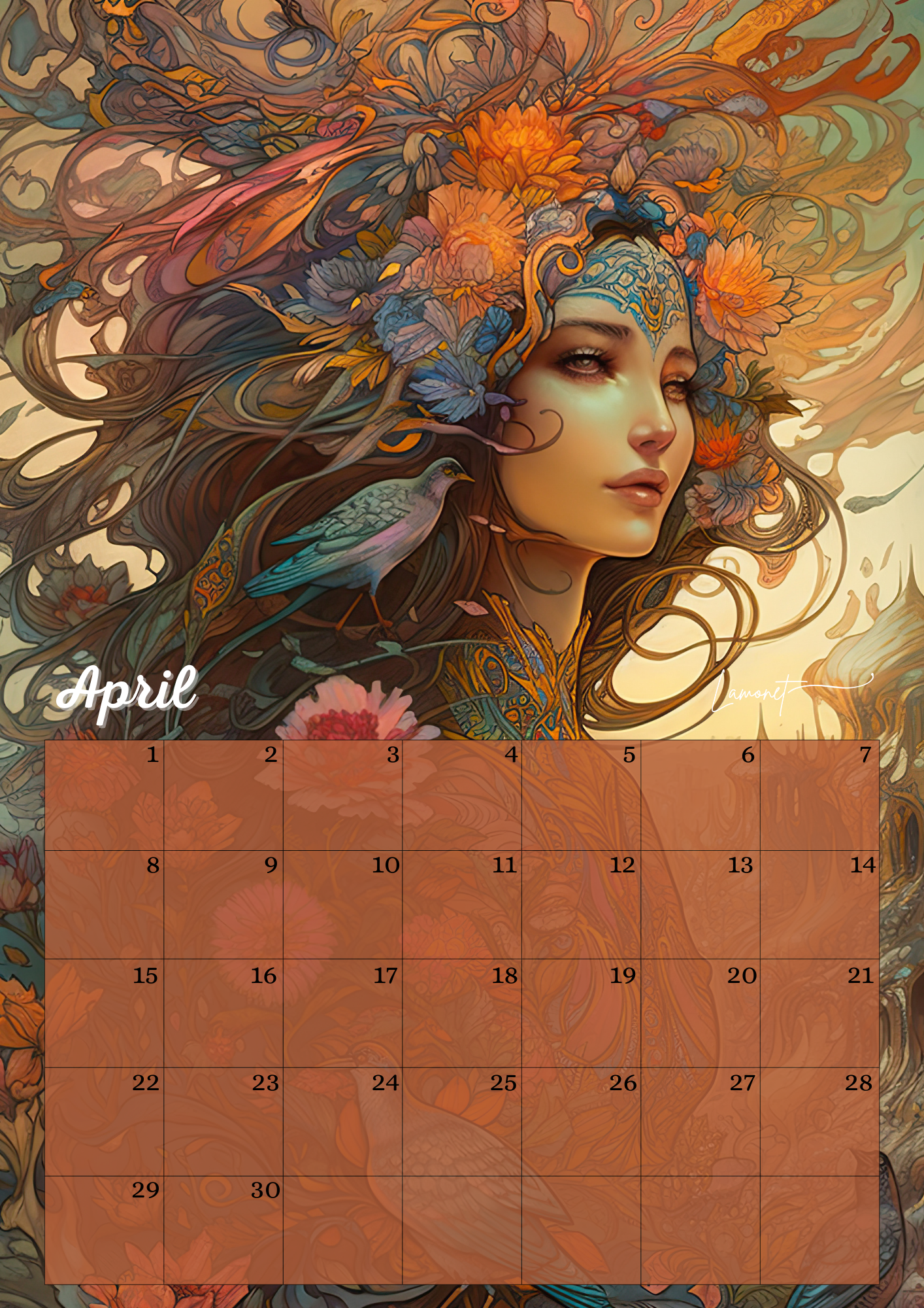 Verjaardagskalender Mythische vrouwen gezichten