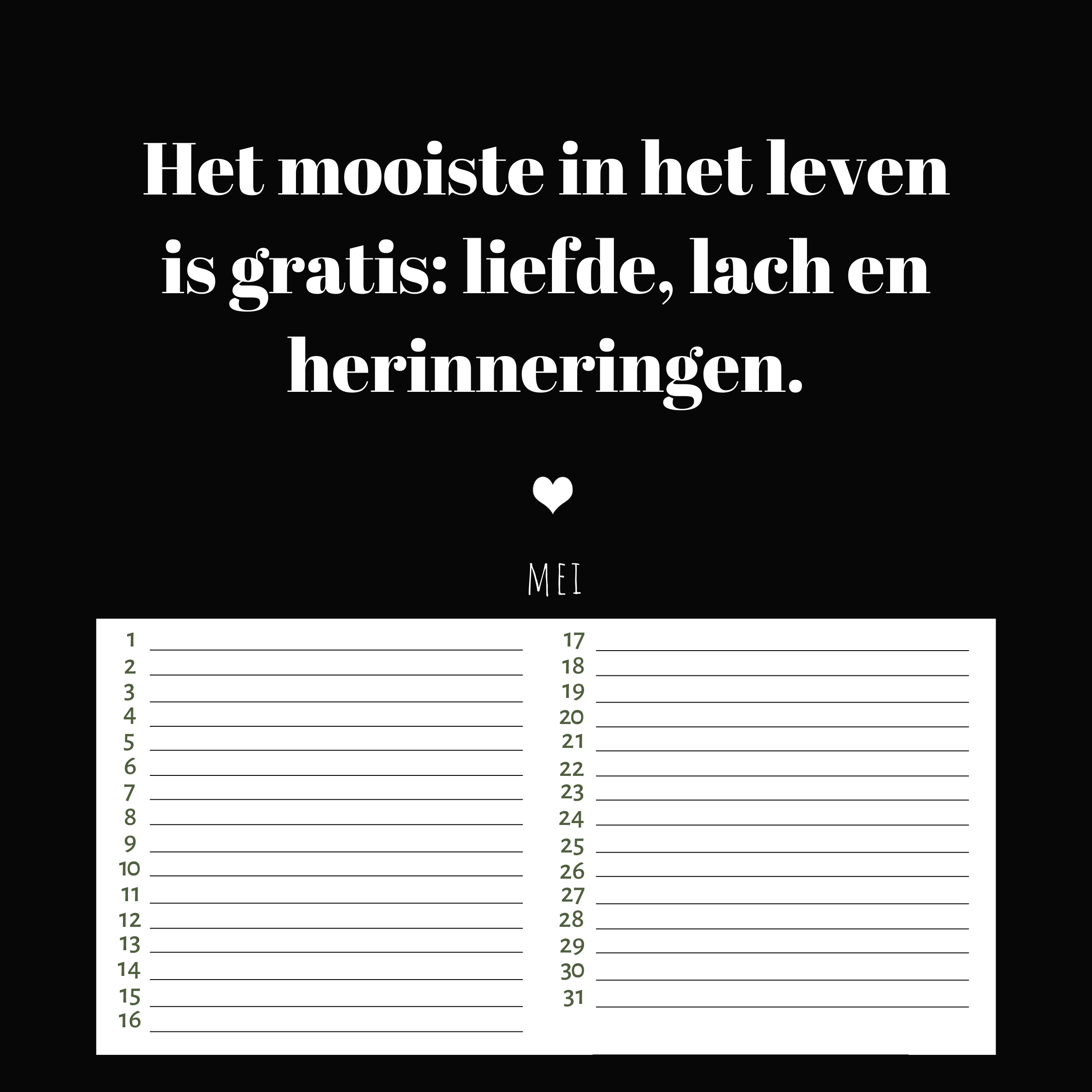 Verjaardagskalender Geluksmomenten