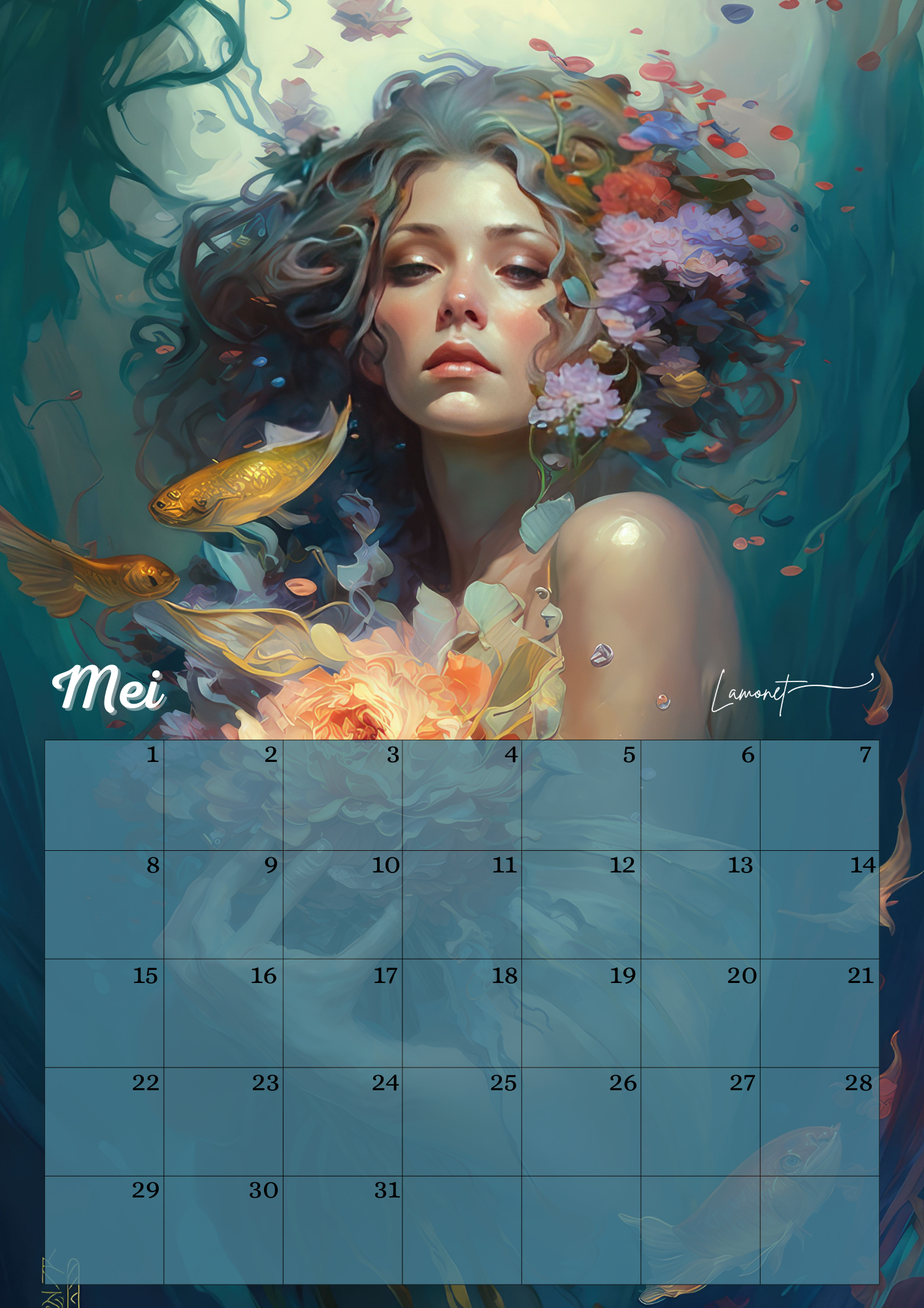 Verjaardagskalender Mythische vrouwen gezichten