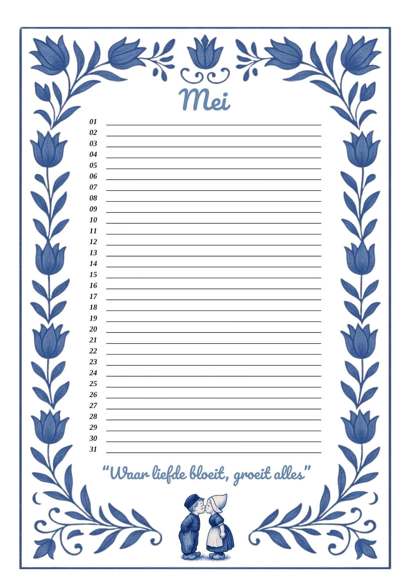 Verjaardagskalender Delfts Blauw