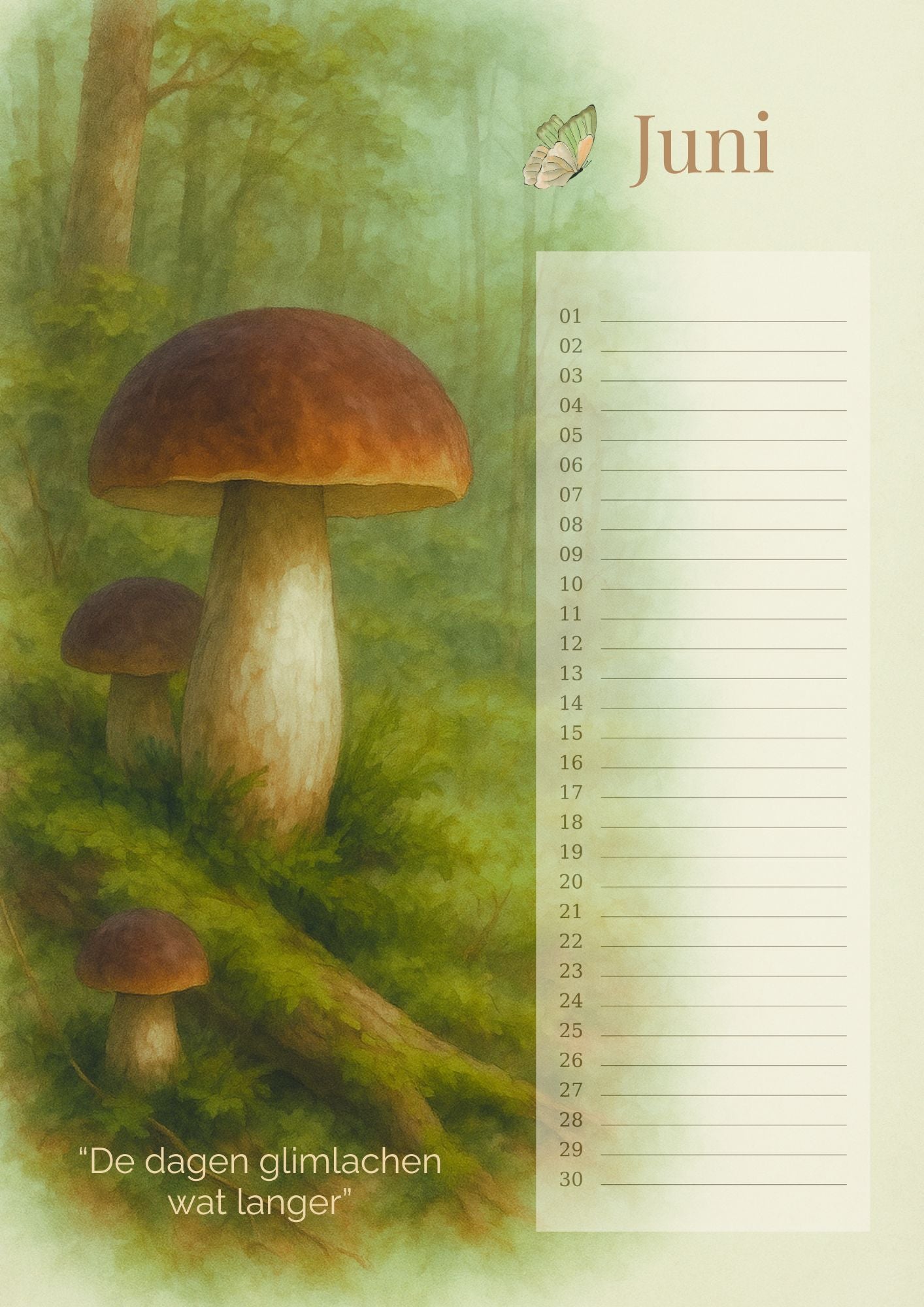 Verjaardagskalender Paddenstoelen
