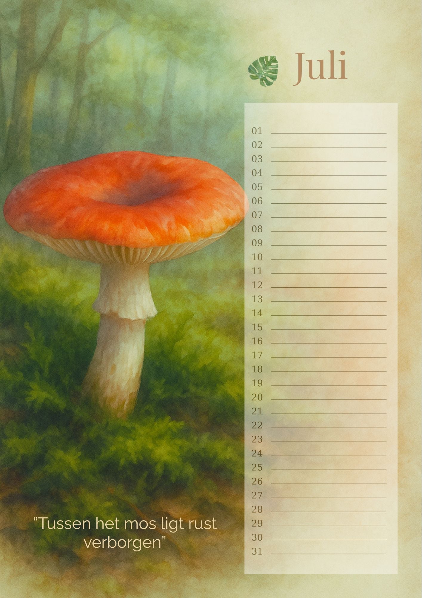 Verjaardagskalender Paddenstoelen