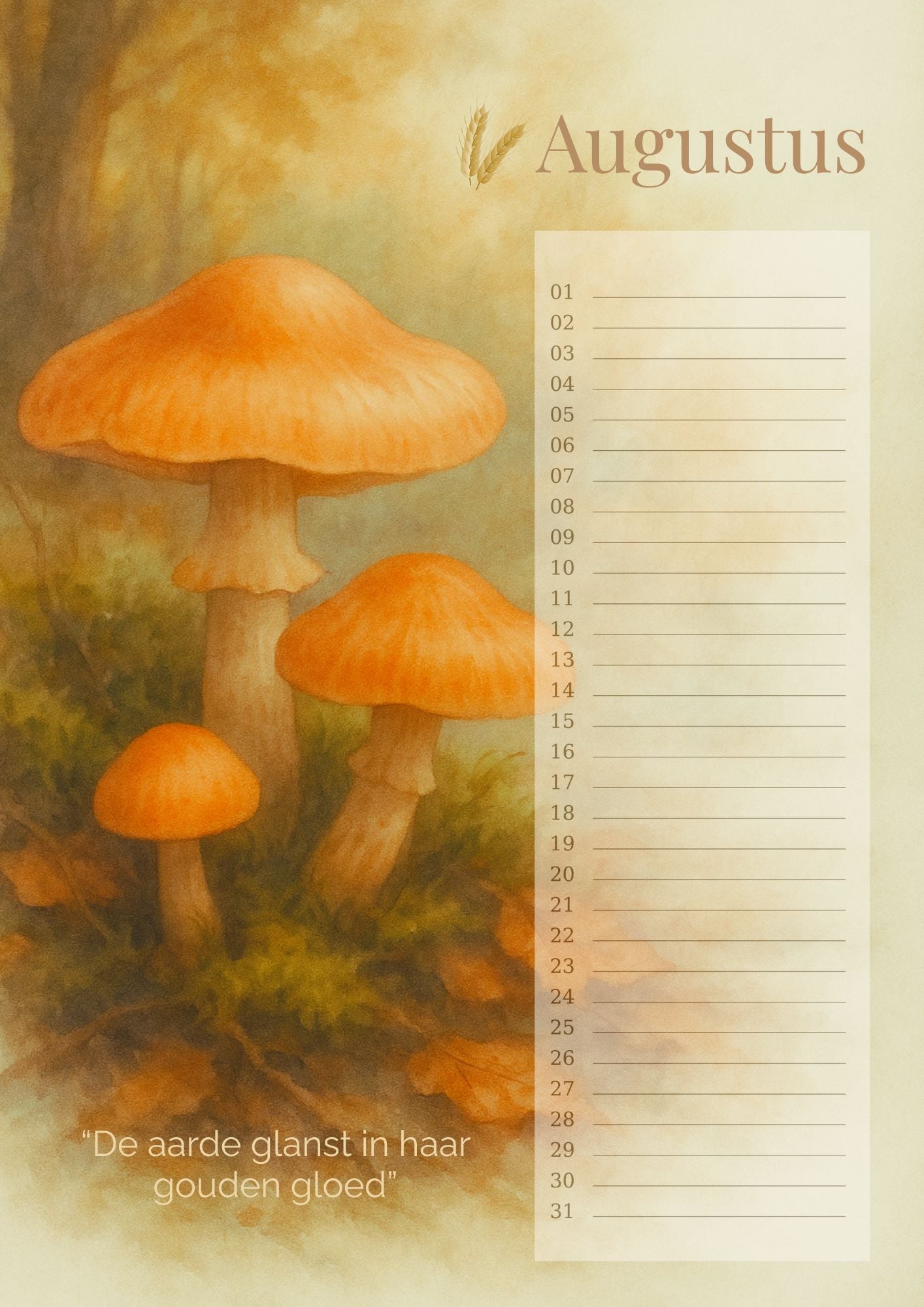 Verjaardagskalender Paddenstoelen