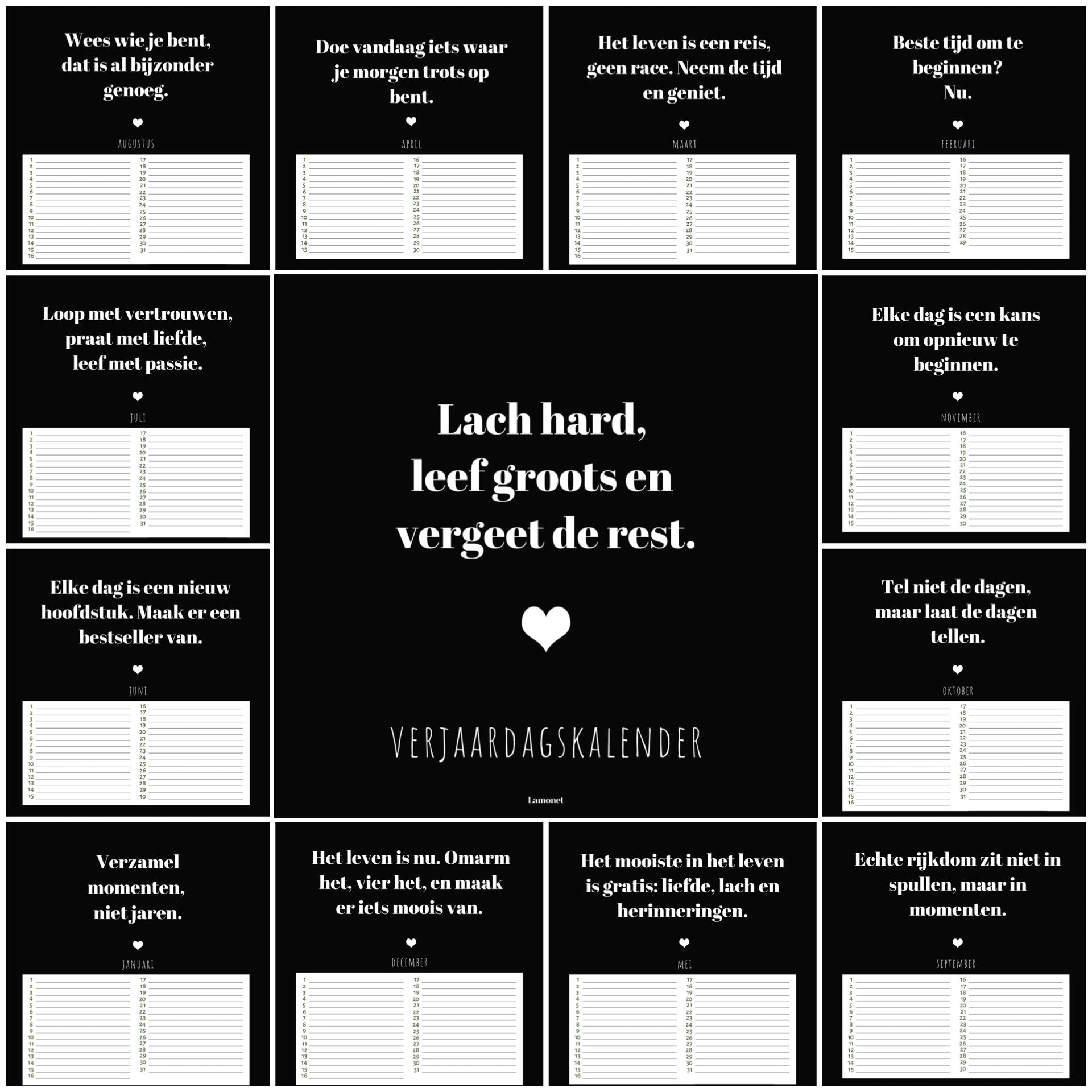 Verjaardagskalender Geluksmomenten