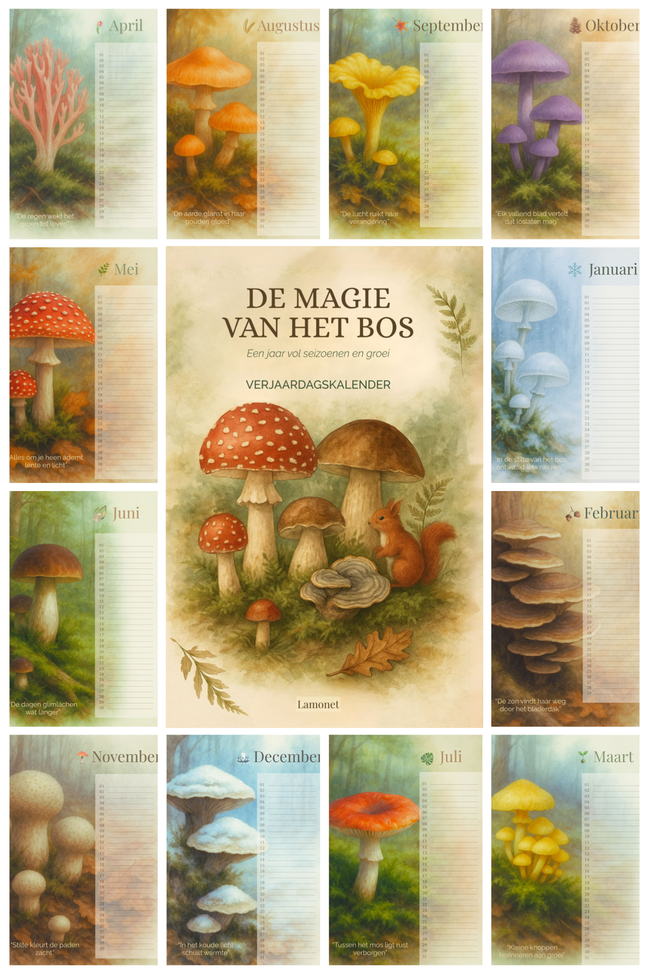 Verjaardagskalender Paddenstoelen